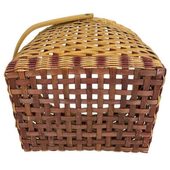 Wicker Vegetable Gathering Basket With Handle Red Brown Storage Organizer - Picture 7 of 7